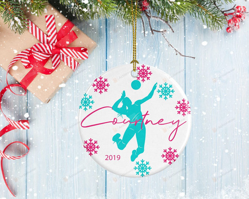Personalized Volleyball Ornament Porcelain Ornament Volleyball Spike Design Volleyball Gifts Christmas Ornament Hanging Decoration Christmas Tree Ornament