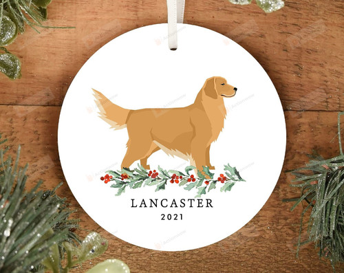 Personalized Golden Retriever Christmas Ornament Golden Retriever Dog Ornament Custom Ornament Xmas