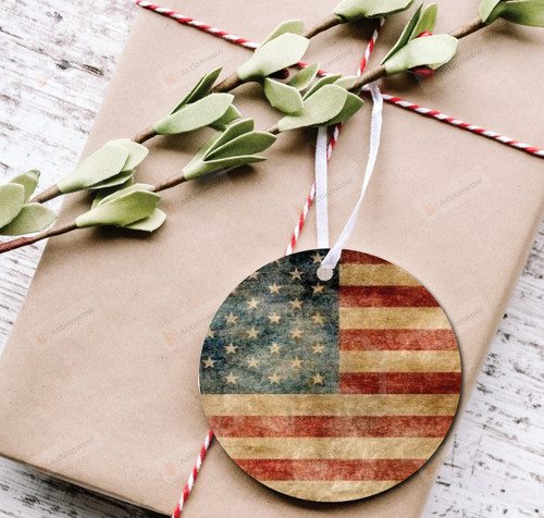 USA Flag Ornament, Gift For US Lovers Ornament, Christmas Gift Ornament