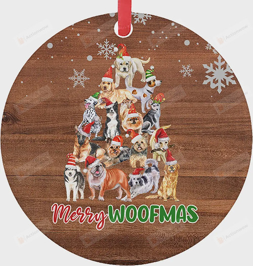 Golden Retriever Merry Woofmas Ornament, Gift For Animals Lovers Ornament, Christmas Gift Ornament
