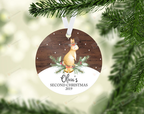 Personalized Second Christmas Ornament, Gift For Bunny Lovers Ornament, Christmas Gift Ornament