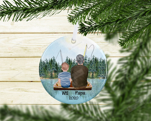 Personalized Papa Fishing Christmas Ornament, Gift For Father Ornament, Christmas Gift Ornament