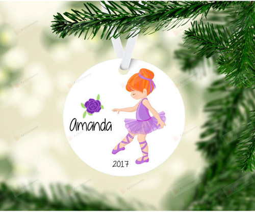 Personalized Floral Little Ballerina Ornament, Ballerina Gift Ornament, Christmas Gift Ornament