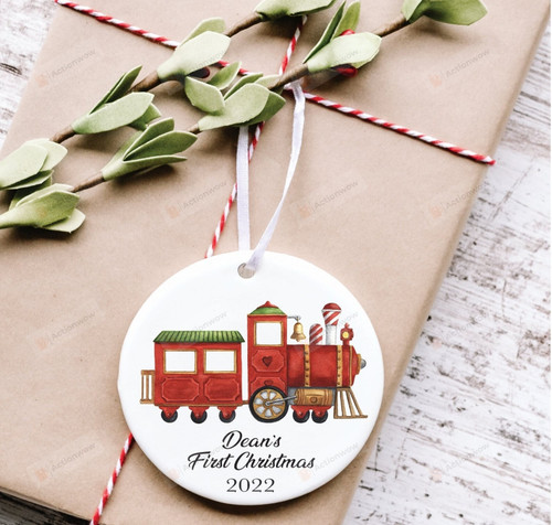 Personalized Train First Christmas Ornament, Gift For Train Lovers Ornament, Christmas Gift Ornament
