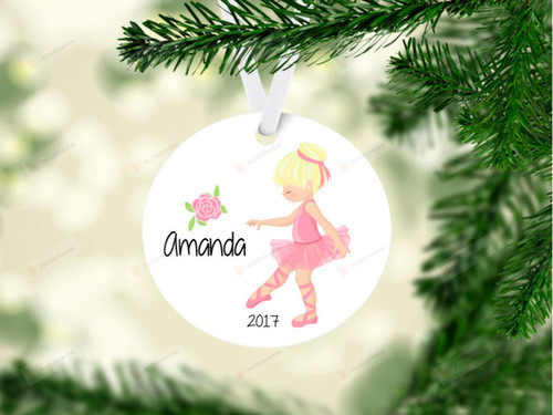 Personalized Floral Little Ballerina Ornament, Ballerina Gift Ornament, Christmas Gift Ornament