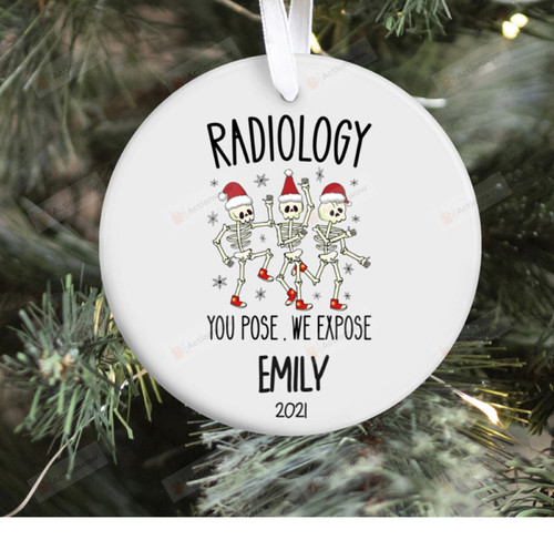 Personalized Radiology Ornament, Skeletons Christmas Ornament, Doctor Gift Ornament