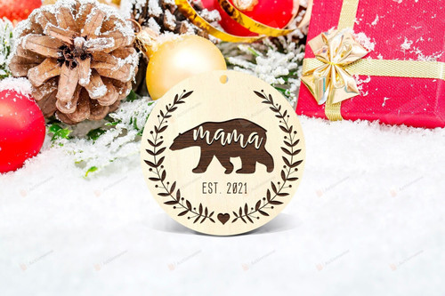 Personalized Mama Bear Ornament, Bear Lover Gift Ornament, Christmas Gift For New Mom Ornament
