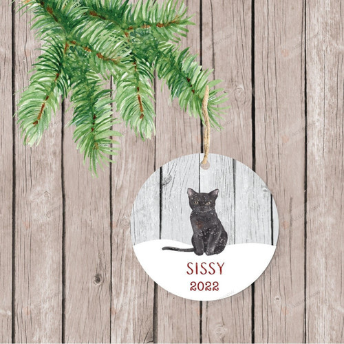 Personalized Black Cat Christmas Ornament, Gift For Cat Lovers Ornament, Christmas Gift Ornament