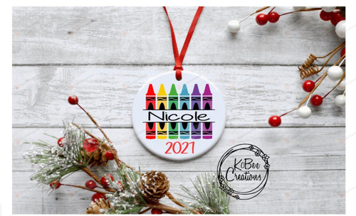 Personalized Crayon Ornament, Gift For Students Ornament, Christmas Gift Ornament