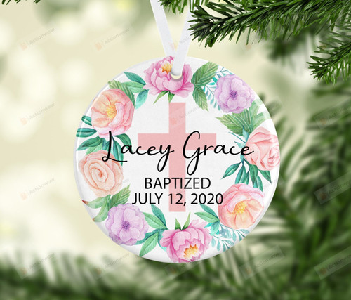 Personalized Baptized In Christ Ornament, Gift For Girl Baptism Ornament, Christmas Gift Ornament