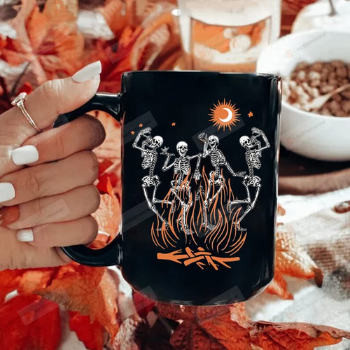 Dancing Skeleton Coffee Ceramic Mug, Skeleton Mug, Halloween Coffee Cup, Fall Mug, Witchy Mug, Spooky Mug, Goth Mug, Mystical Gifts, Celestial Aesthetic