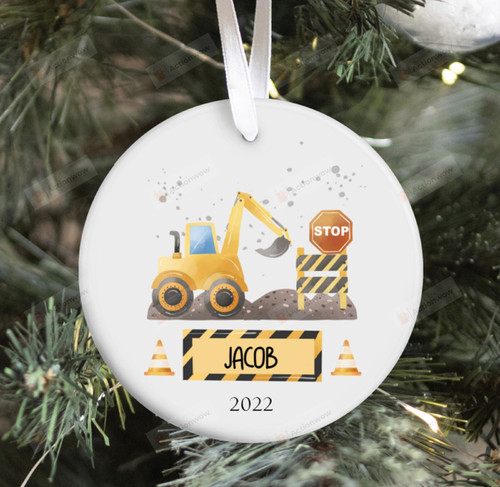 Personalized Tractor Construction Christmas Ornament, Construction Gift Ornament, Christmas Gift Ornament