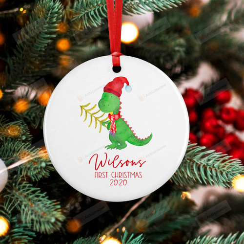 Personalized Dinosaur Baby's First Christmas Ornament, Dinosaur Lover Gift Ornament, Christmas Keepsake Gift Ornament