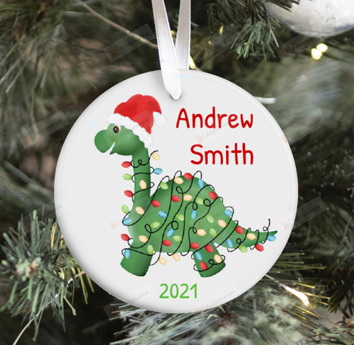 Personalized Dinosaur Ornament, Dinosaur Lover Gift Ornament, Christmas Keepsake Gift Ornament