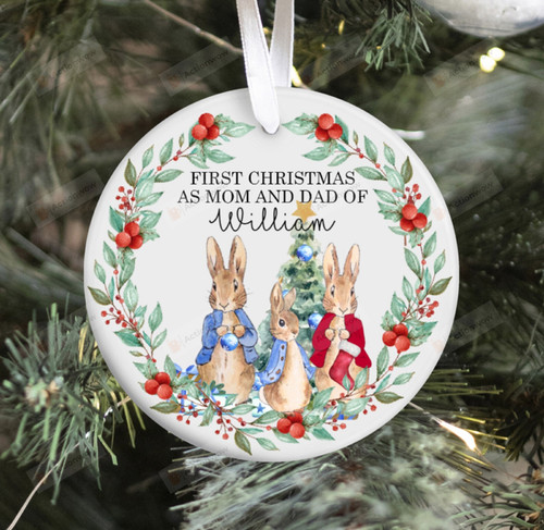 Personalized Our First Christmas As Mom And Dad Ornament, Gift For New Parents Ornament, Christmas Gift Ornament
