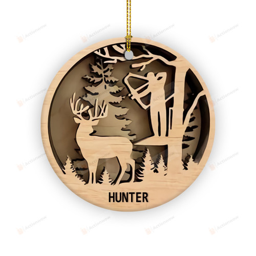 Personalized Deer Hunting Ornament, Gifts For Hunting Lovers, Christmas Gifts For Men For Husband Loves Hunting