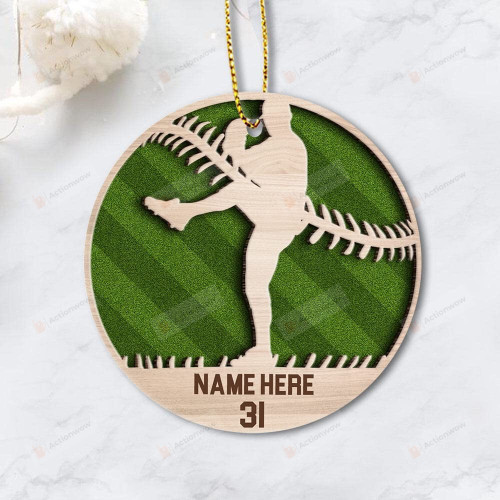 Personalized Baseball Ornament, Pitcher Player Christmas Tree Hanging Ornament House Car Decor Gifts for Baseball Lover Son Daughter Christmas New Year