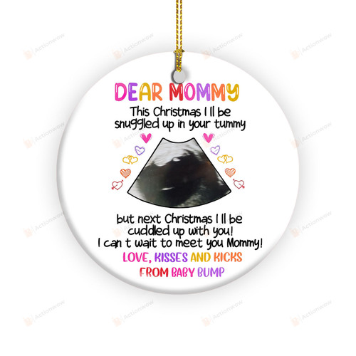 Personalized Baby Ultrasound Photo, Dear Mommy Christmas Ornament, Baby Announcement Christmas Ornament, Gift For New First Mom To Be