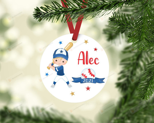Personalized Baseball Player Ornament, Baseball Lover Gift Ornament, Christmas Keepsake Gift Ornament