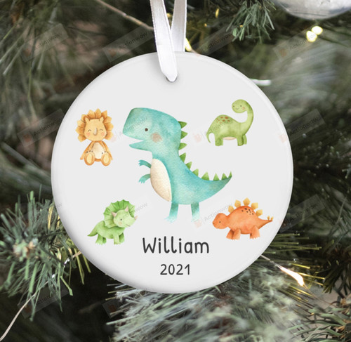 Personalized Dinosaur Ornament, Dinosaur Lover Gift Ornament, Christmas Keepsake Gift Ornament