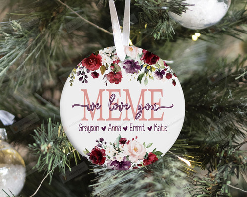 Personalized Floral Meme We Love You Ornament, Gift For Parent Or Grandparent Ornament, Christmas Gift Ornament