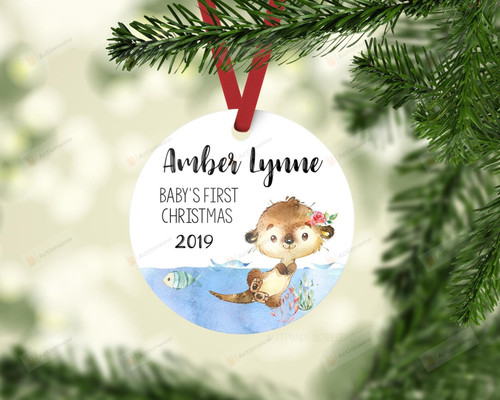 Personalized Otter Baby's First Christmas Ornament, Animals Lover Gift Ornament, Christmas Keepsake Gift Ornament