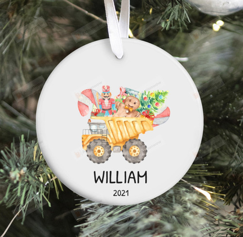 Personalized Baby’s First Christmas Tractor Ornament, Tractor Lovers Gift Ornament, Christmas Gift Ornament