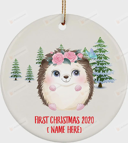 Personalized Hedgehog Baby First Christmas, Hedgehog Lovers Gift Ornament, Christmas Gift Ornament