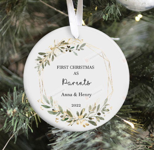 Personalized Our First Christmas As Parents Ornament, New Mom New Dad Ornament, Christmas Gift Ornament