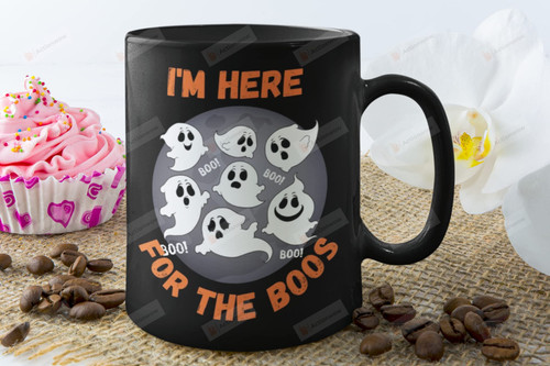 Funny Halloween Ghost Coffee Mug, I' M Here For The Boos Mug, Vintage Ghost Cup, Fall Halloween Mug, Retro Spooky Scary Ghost Mugs Fall Gifts Hallowen Pumpkins Mug Boo Cup