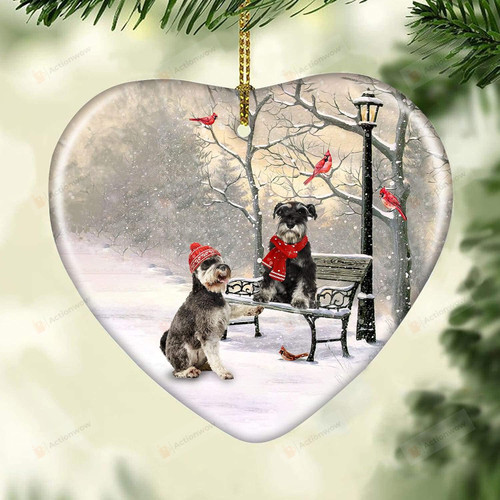 Couple Schnauzer With Christmas Ornament Schnauzer Ornament Schnauzer Lovers Gift Car Hanging Ornament Hanging Decoration Merry Christmas Ornament
