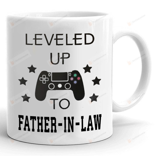 Leveled Up To Father In Law Mug, Funny Coffee Mug Gifts For Father In Law From Son Daughter Wife