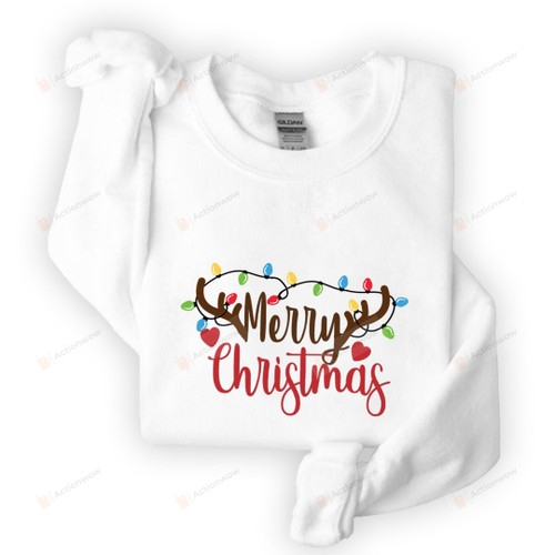 Merry Christmas Reindeer Sweatshirt, Christmas Crewneck Sweatshirt Gifts For Family For Women Men