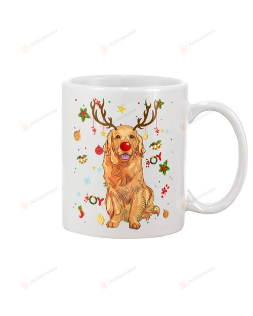 Golden Retriever Christmas Mug With Handle, Insulated Ceramic Reusable Coffee Cup,Coffee Travel Mug Novelty Drinkware Ceramic Coffee Tea Mug-Art Printed Quotes Mug (15 Oz)
