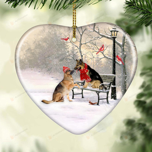 Couple German Shepherd With Christmas Ornament German Shepherd Ornament German Shepherd Lovers Gift Car Hanging Ornament Hanging Decoration Merry Christmas Ornament