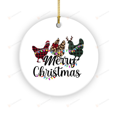 Merry Christmas Chickens With Lights Ornament, Christmas Decoration Gifts For Chicken Lovers
