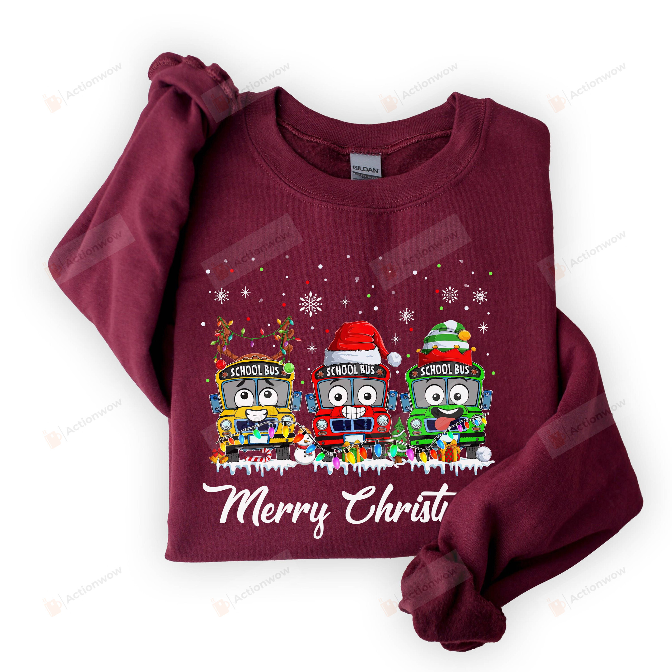 Merry Christmas School Bus Driver Sweatshirt, School Bus With Christmas Hat And Lights Santa Hat, School Bus Christmas Gifts