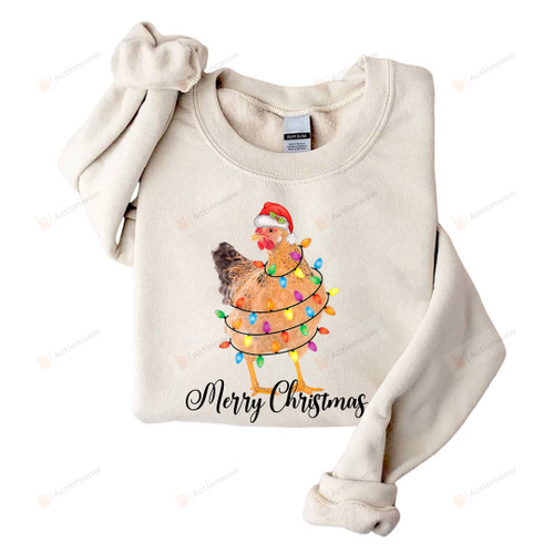 Funny Chicken Christmas Sweatshirt, Merry Christmas Chickmas Sweaters, Funny Christmas Shirts Gifts
