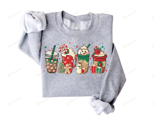 Christmas Coffee Sweatshirt, Cute Christmas Sweatshirt, Coffee Lover Gift, Latte Crewneck, Xmas Gifts, Womens Holiday Sweatshirt, Unisex
