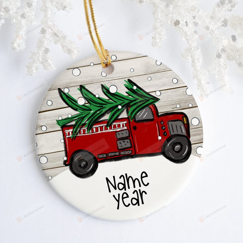 Personalized Fire Truck Ornament Holiday Ornament Christmas Custom Ornament Firetruck Hanging Decor