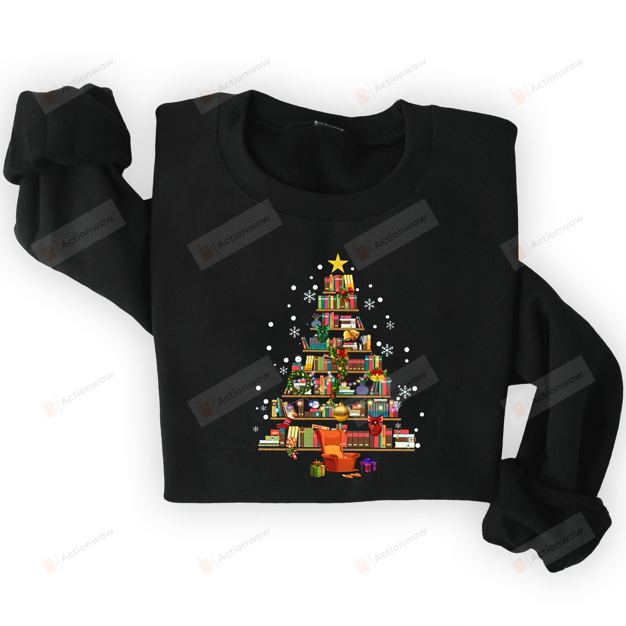 Christmas Tree Book Tree Sweatshirt, Christmas Holiday Fall Season Shirt Gifts For Reading Lovers Bookworm, Christmas Gifts For Teacher