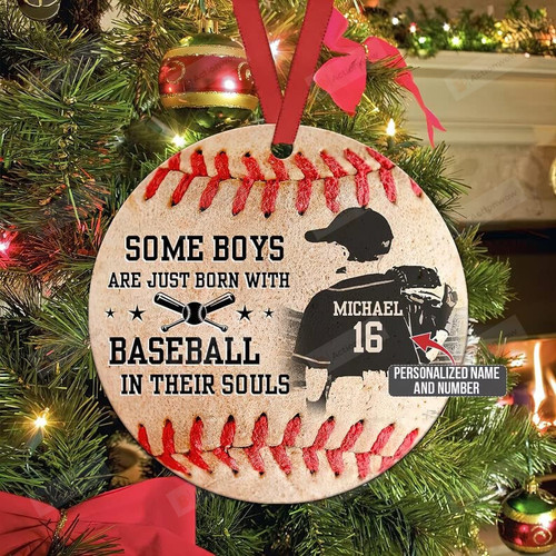 Some Boys are Just Born with Baseball in Their Souls Ornament, Custom Baseball Ornament, Christmas Ornament, Baseball Ornament (Multi 4)