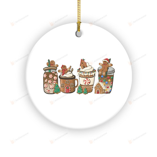 Gingerbread Coffee Cookie Christmas Ornament, Gingerbread Ornament Decoration Tree Gifts For House, Coffee Lovers Gifts