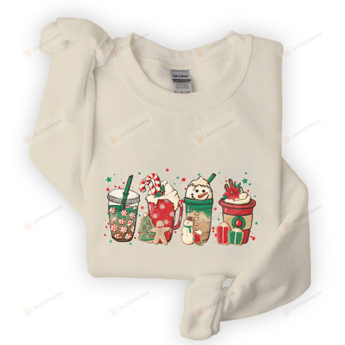 Christmas Coffee Latte Sweatshirt, Christmas Holiday Sweater For Men For Women Loves Coffee