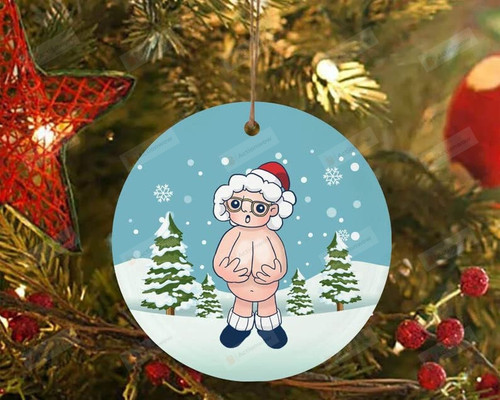 Personalized Naughty Santa, Christmas Ornament, Stocking Cap, Santa Ornament, Naked Santa, Package Ornament, Tree Ornament (Mutli 1)