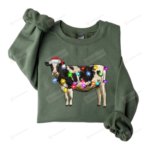 Christmas Cow Sweatshirt, Christmas Sweatshirt, Christmas Gifts For Women Men Cow Lovers Farmer