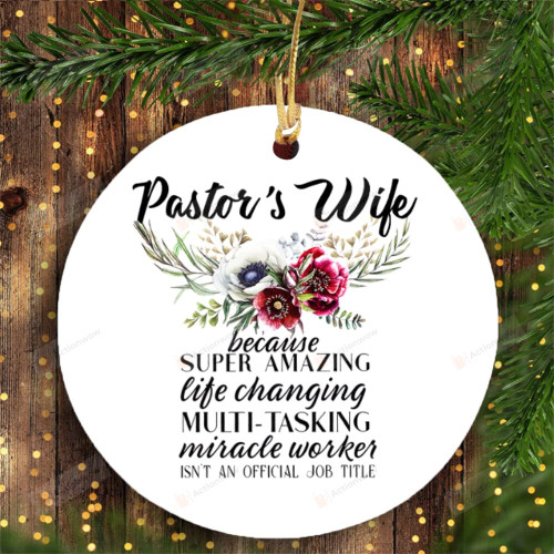 Pastor'S Wife Ornament Best Pastor'S Wife Ever Ornament Hanging Ornament Decoration Christmas Tree Decor Circle Heart Oval Star Ornament Gift For Her New Year Day Ornament