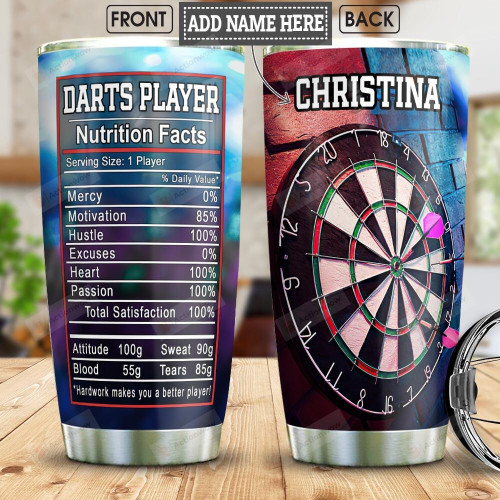 Personalized Dart Player Nutrition Facts Stainless Steel Tumbler Cup