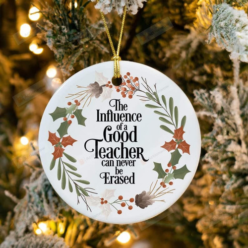 Best Teacher Gift Ornament, Christmas Ornament Decor, Santa Ornament, Ceramic Christmas Round, Custom Ornament, Customized Ornament