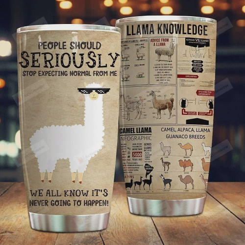 Llama Tumbler Cup, Llama Knowledge People Should Seriously, Stainless Steel Vacuum Insulated Tumbler 20 Oz, Perfect Gifts For Birthday Christmas, Best Gifts For Llama Lovers, Coffee/ Tea Tumbler